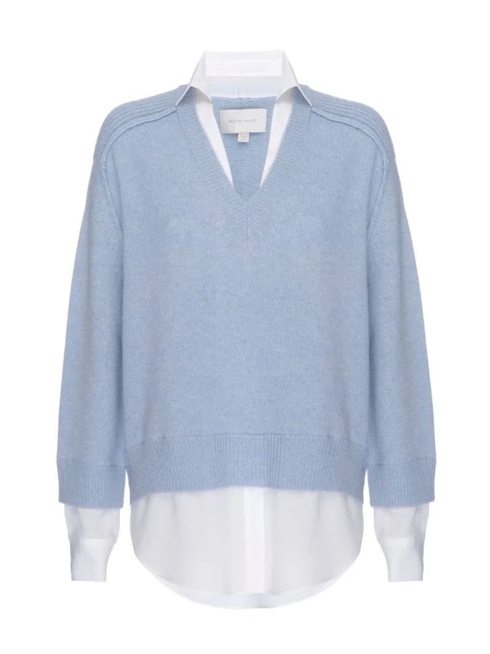 NEW Brochu Walker The Looker Layered V-Neck Wool Cashmere Sweater Skye Blue - Picture 6 of 16